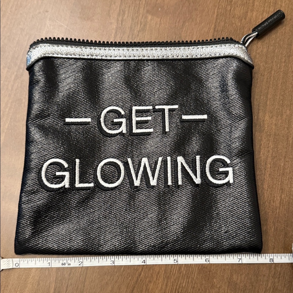 NWOT GET GLOWING Henry Charles Black Cosmetic Pouch with Silver Trim 7x7.5” - Picture 6 of 8
